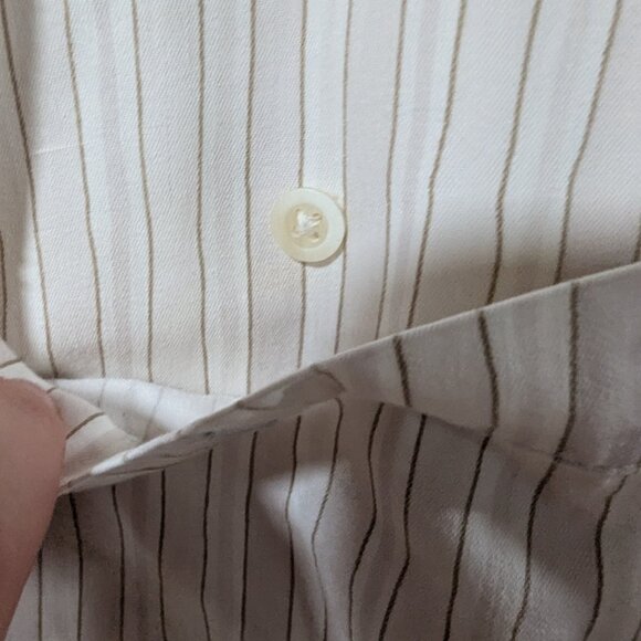 Salty Dog White Pin Striped Pocketed Long Sleeve Button Up Shirt Sz 16 - Picture 7 of 9